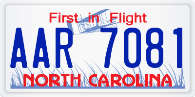 NC license plate AAR7081