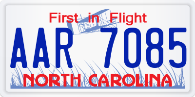 NC license plate AAR7085