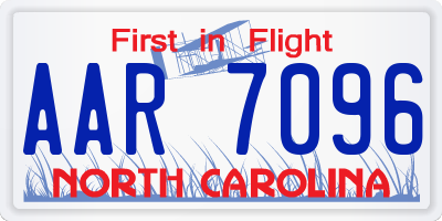 NC license plate AAR7096