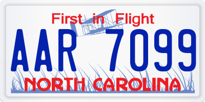 NC license plate AAR7099