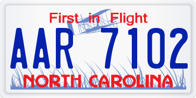 NC license plate AAR7102