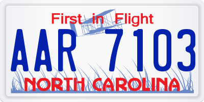 NC license plate AAR7103
