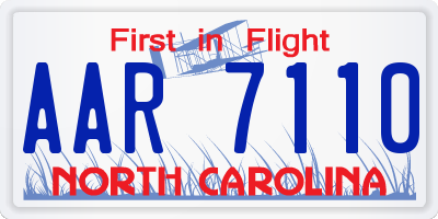 NC license plate AAR7110