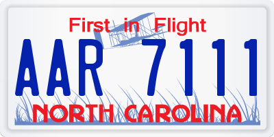 NC license plate AAR7111