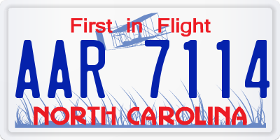 NC license plate AAR7114