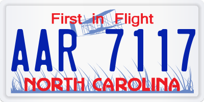 NC license plate AAR7117