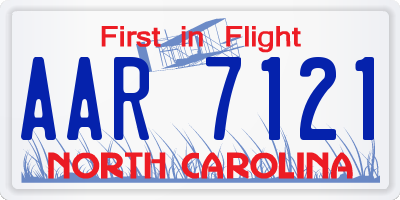 NC license plate AAR7121