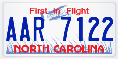 NC license plate AAR7122