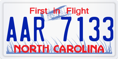 NC license plate AAR7133