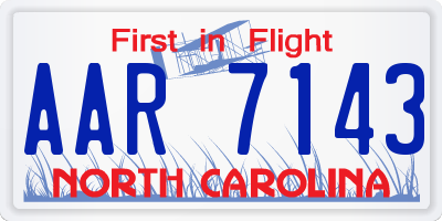 NC license plate AAR7143