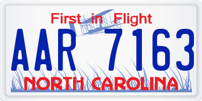 NC license plate AAR7163