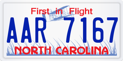 NC license plate AAR7167