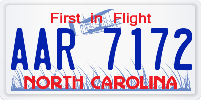 NC license plate AAR7172