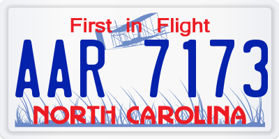 NC license plate AAR7173
