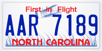 NC license plate AAR7189