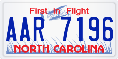 NC license plate AAR7196