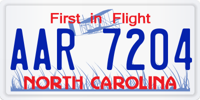 NC license plate AAR7204