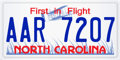 NC license plate AAR7207