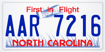 NC license plate AAR7216