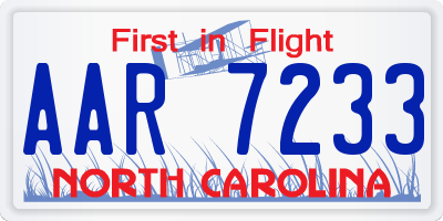 NC license plate AAR7233