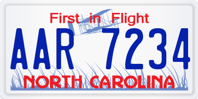 NC license plate AAR7234