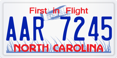 NC license plate AAR7245