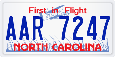 NC license plate AAR7247