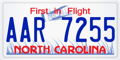 NC license plate AAR7255