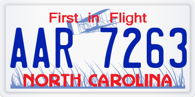 NC license plate AAR7263