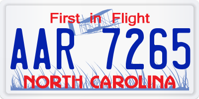 NC license plate AAR7265