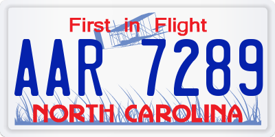 NC license plate AAR7289
