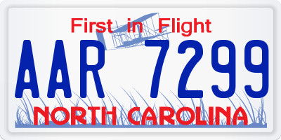 NC license plate AAR7299
