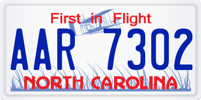 NC license plate AAR7302