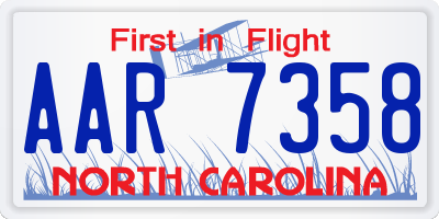 NC license plate AAR7358