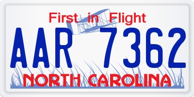 NC license plate AAR7362
