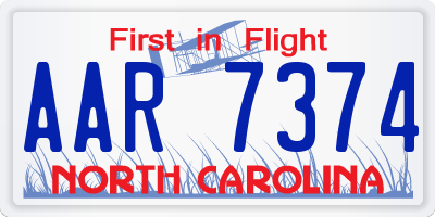 NC license plate AAR7374