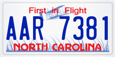 NC license plate AAR7381
