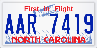 NC license plate AAR7419