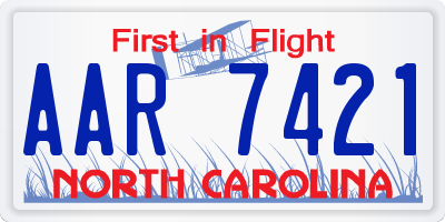 NC license plate AAR7421