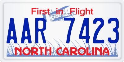 NC license plate AAR7423