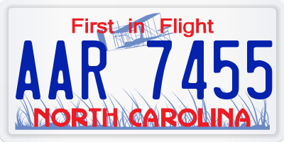 NC license plate AAR7455