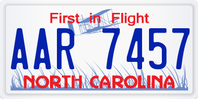 NC license plate AAR7457