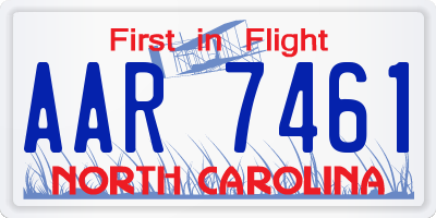 NC license plate AAR7461