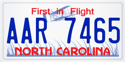 NC license plate AAR7465
