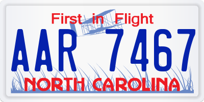NC license plate AAR7467