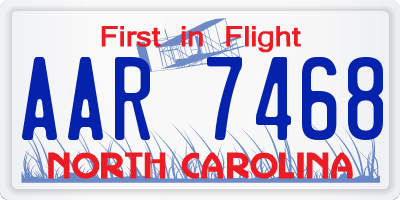 NC license plate AAR7468