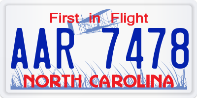 NC license plate AAR7478