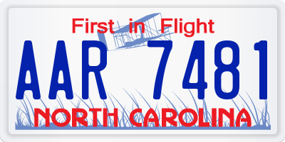NC license plate AAR7481