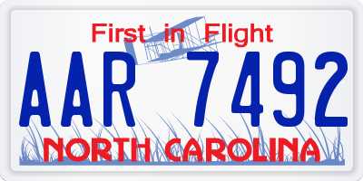 NC license plate AAR7492