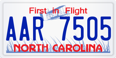 NC license plate AAR7505